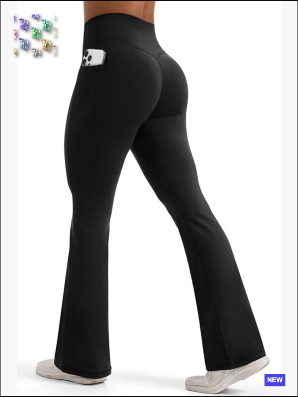 High Waisted Flared Leggings Tummy Control Butt Lifting Yoga Pants with Pockets
